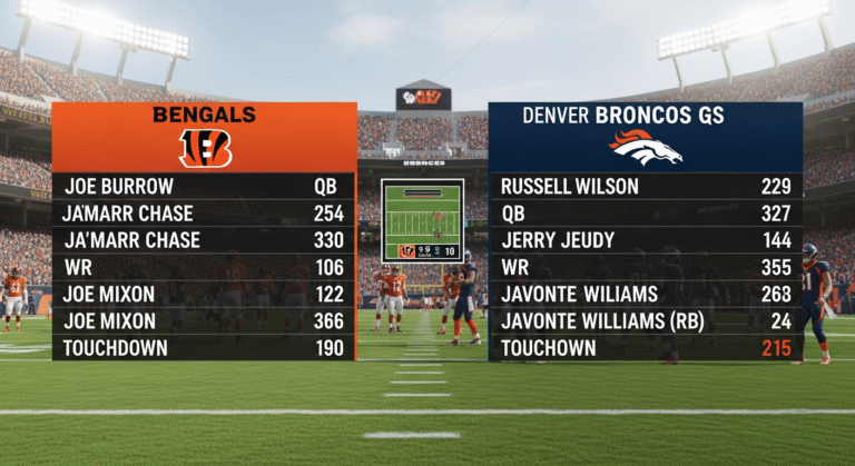 Bengals vs Denver Broncos Match Player Stats