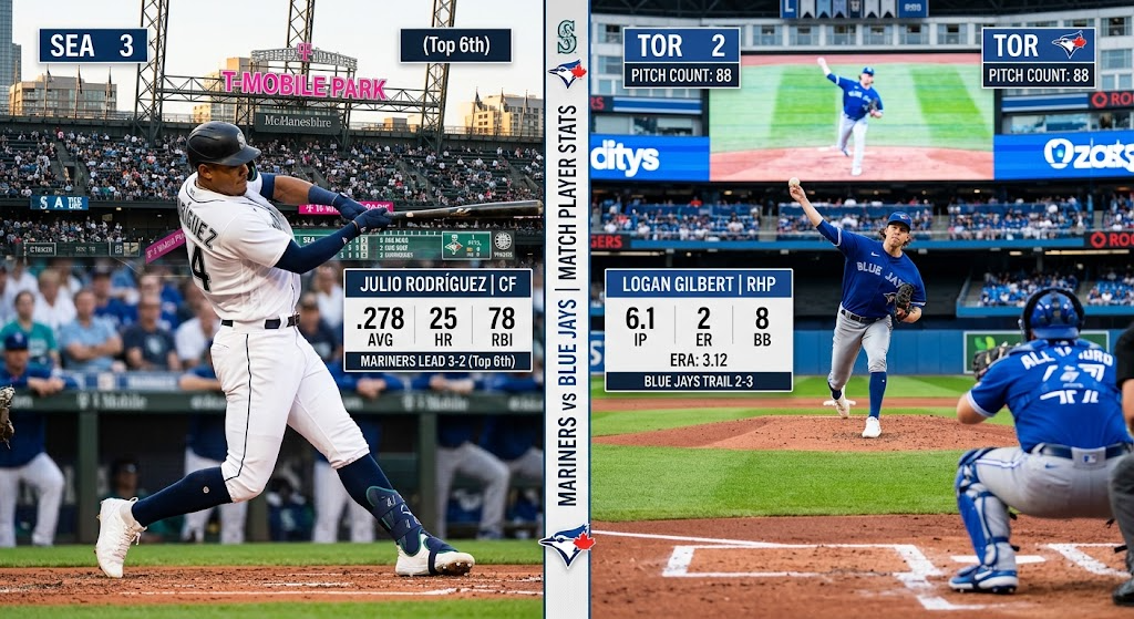 seattle mariners vs toronto blue jays match player stats